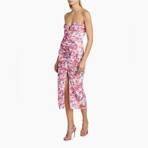 Nicholas Emma Watercolor Petal Ruched Midi-Dress